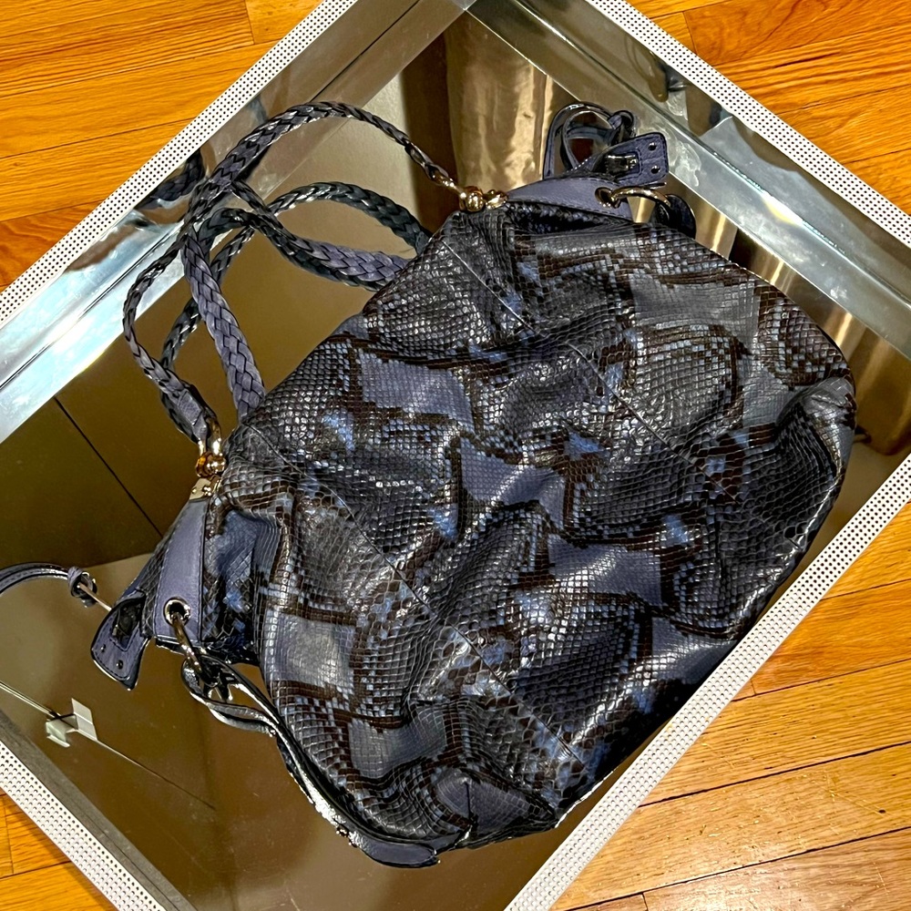 Authentic Large Gucci Blue Python Shoulder Bag - image 2